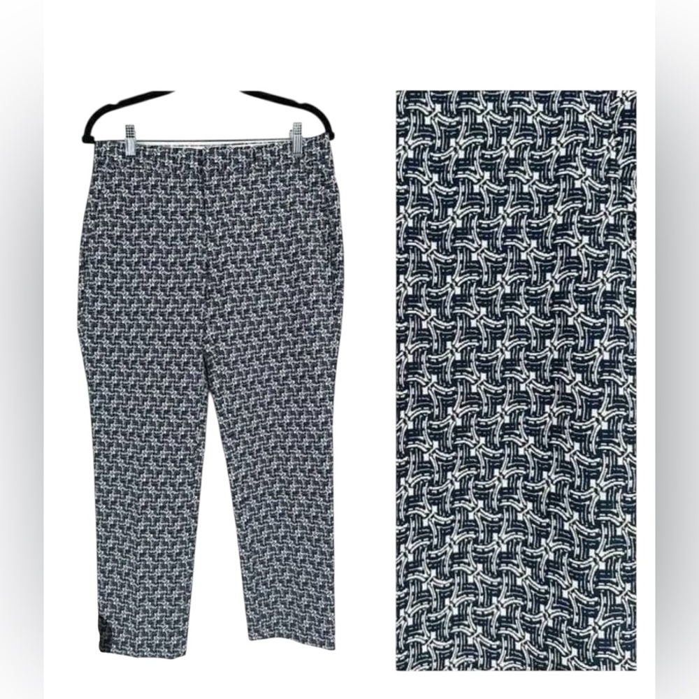 🆕 💙NWOT BANANA REPUBLIC “Avery” Art Deco Bi-Stretch Ankle Pant Navy Combo | 8